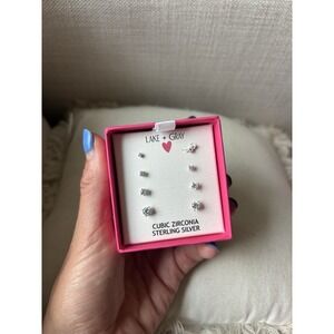 Lake + Gray Set Of 8 Stud Earrings NWT Cubic Zirconia Sterling Silver